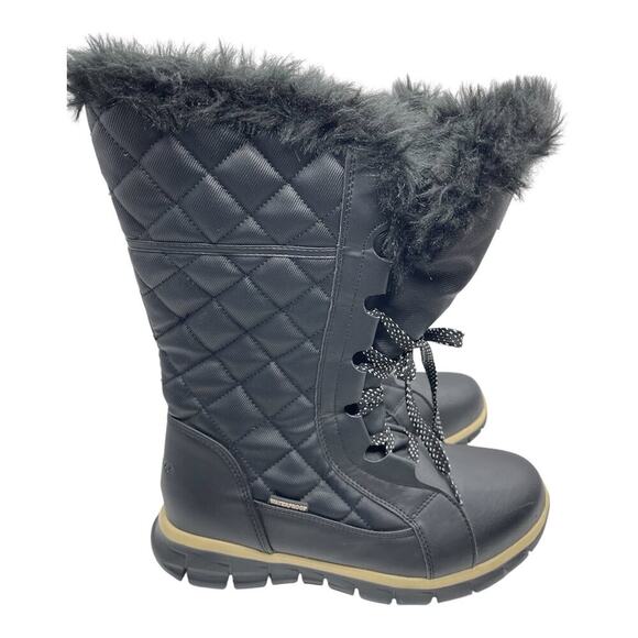Skechers women’s Synergy Real Estate Snow Boots sz 9 black quilted waterproof - Picture 2 of 9
